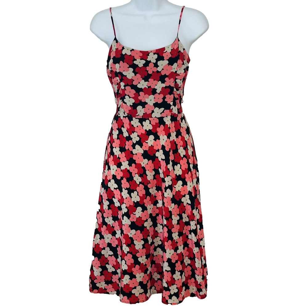 Vtg 90s Slip Dress Laundry Shelli Segal Size 2 Floral Silk Party Boho